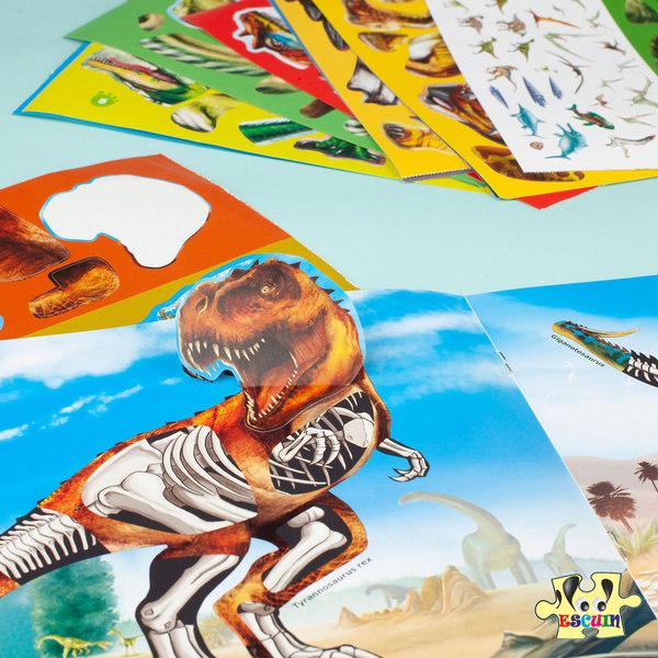 Dino World Bloc Adhesivos Sticker Fun con Esqueletos de Dinosaurio