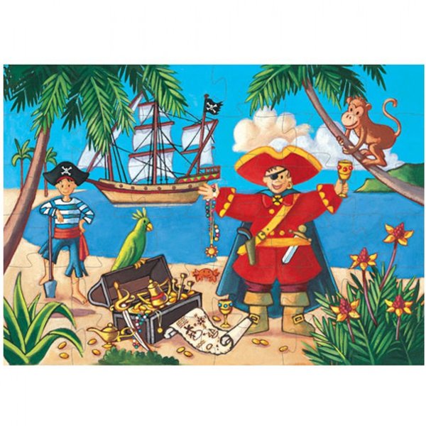 Puzzle Djeco El Pirata y su Tesoro 36 piezas con Caja Silueta