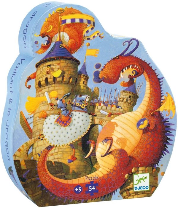 Puzzle Djeco Vaillant y el Dragón 54 piezas con Caja Silueta