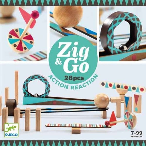 Juego Construcción Zig & Go Acción-Reacción 28 piezas Djeco