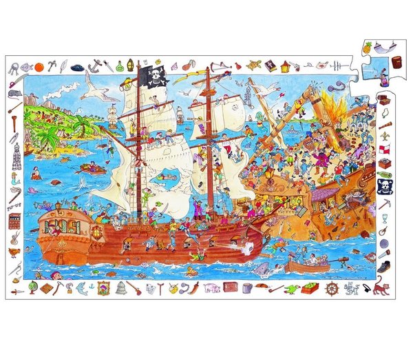 Puzzle Observación 100 piezas Los Piratas Djeco