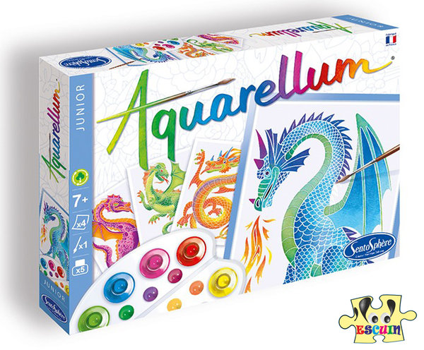 Aquarellum Junior Dragones para pintar Sentosphère